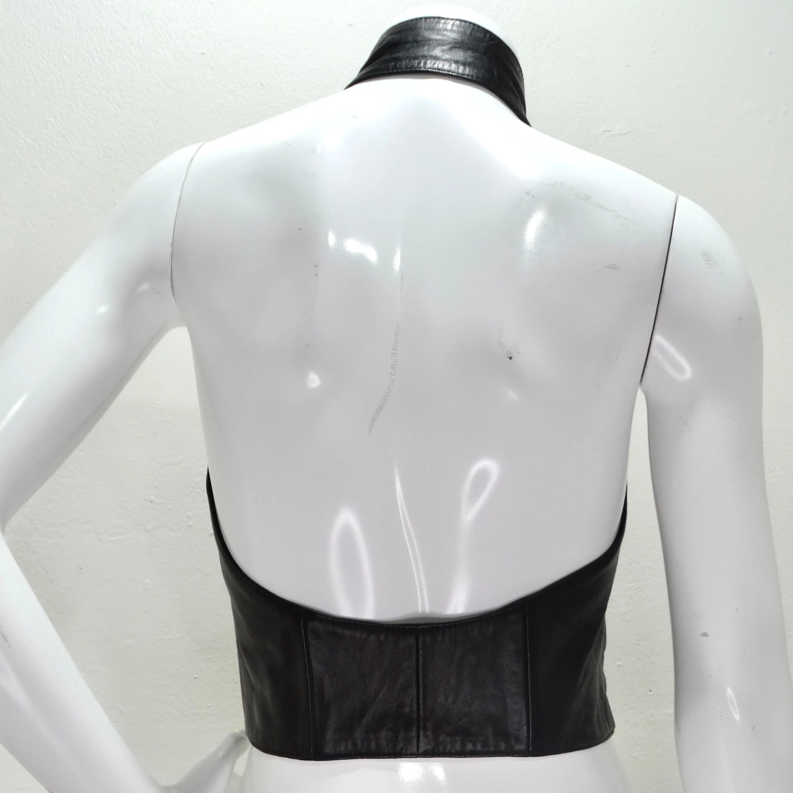 Michael Hoban 1980s Black Leather Zip-Up Top