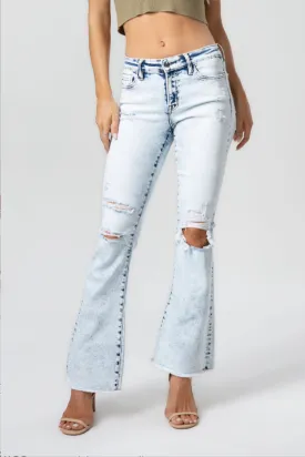 Mid Rise Light Wash Flare Jeans