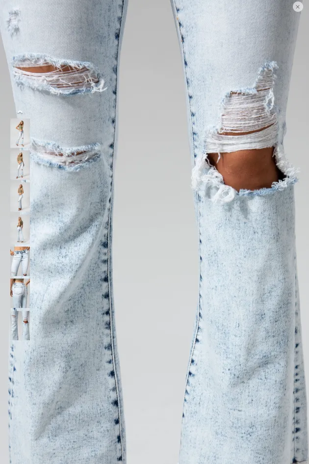 Mid Rise Light Wash Flare Jeans