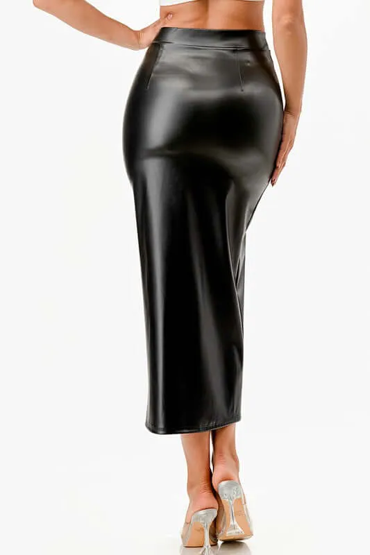 Mid Vegan Leather Pencil Shirt