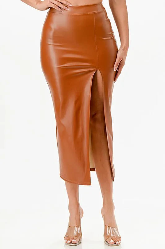 Mid Vegan Leather Pencil Shirt