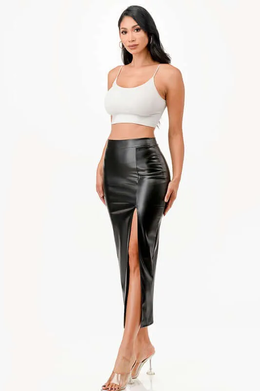 Mid Vegan Leather Pencil Shirt