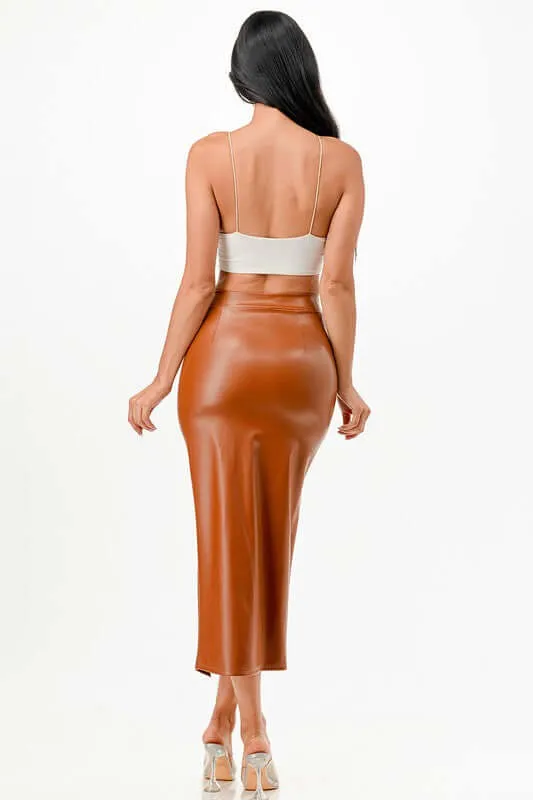 Mid Vegan Leather Pencil Shirt