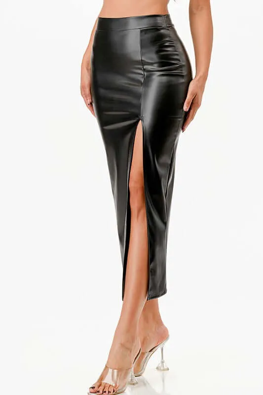 Mid Vegan Leather Pencil Shirt