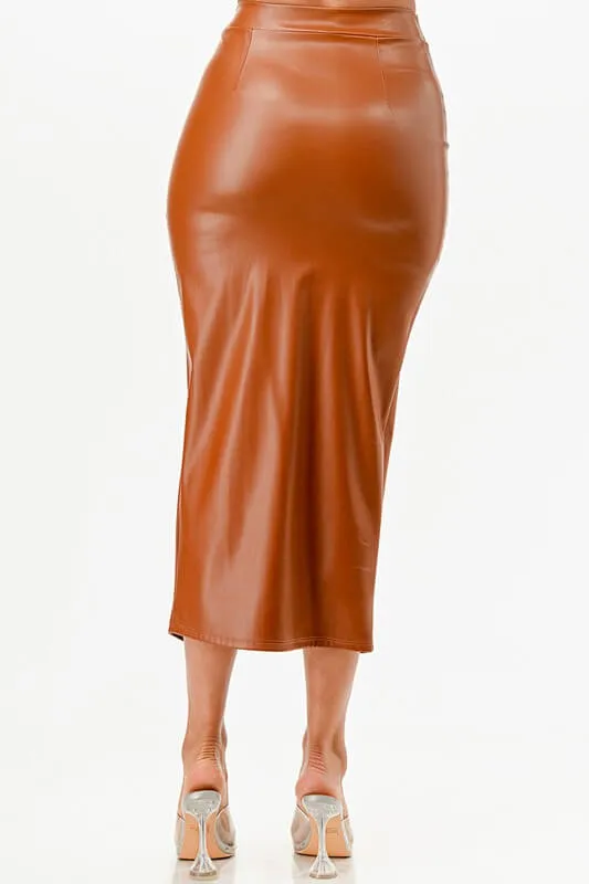 Mid Vegan Leather Pencil Shirt