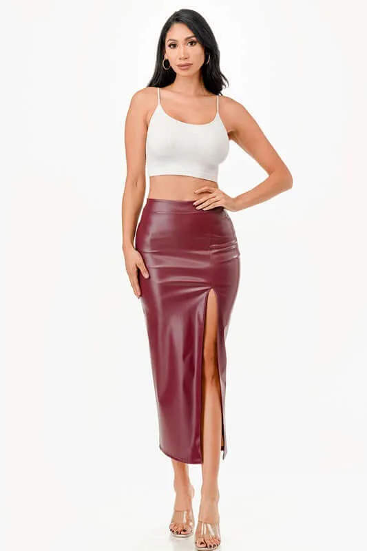 Mid Vegan Leather Pencil Shirt