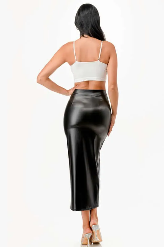 Mid Vegan Leather Pencil Shirt