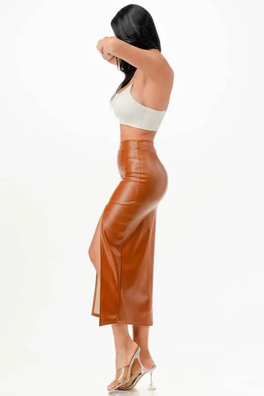 Mid Vegan Leather Pencil Shirt