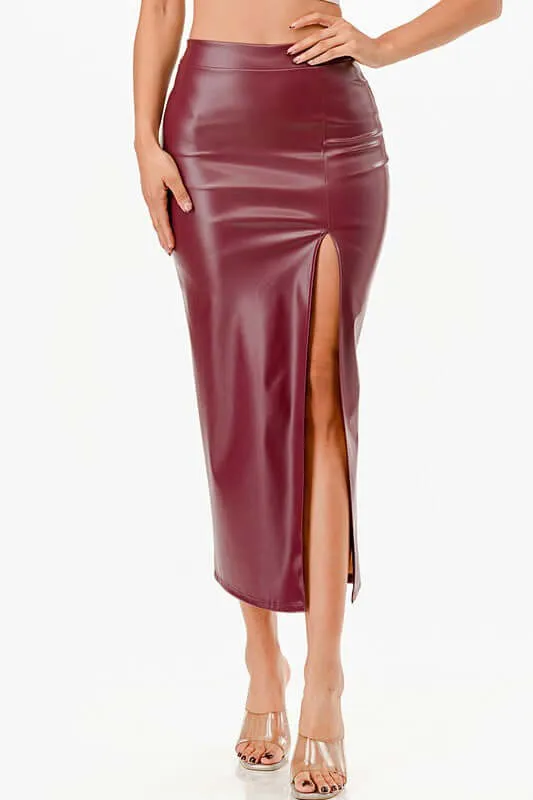 Mid Vegan Leather Pencil Shirt