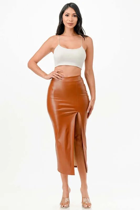 Mid Vegan Leather Pencil Shirt