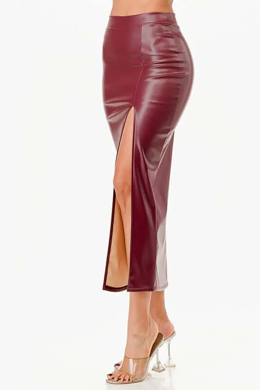 Mid Vegan Leather Pencil Shirt