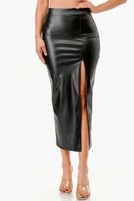 Mid Vegan Leather Pencil Shirt