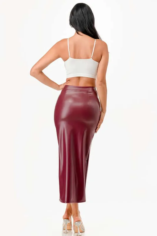 Mid Vegan Leather Pencil Shirt