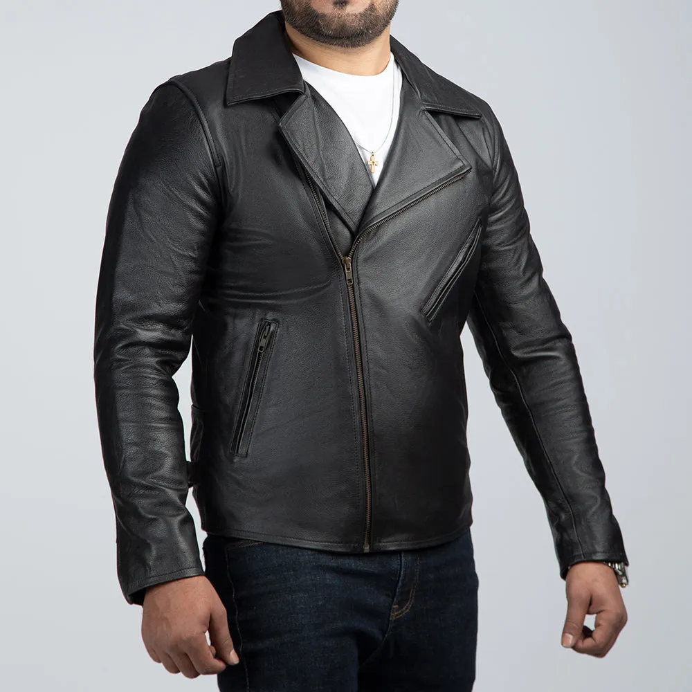 Mild Grain Black Leather Biker Jacket