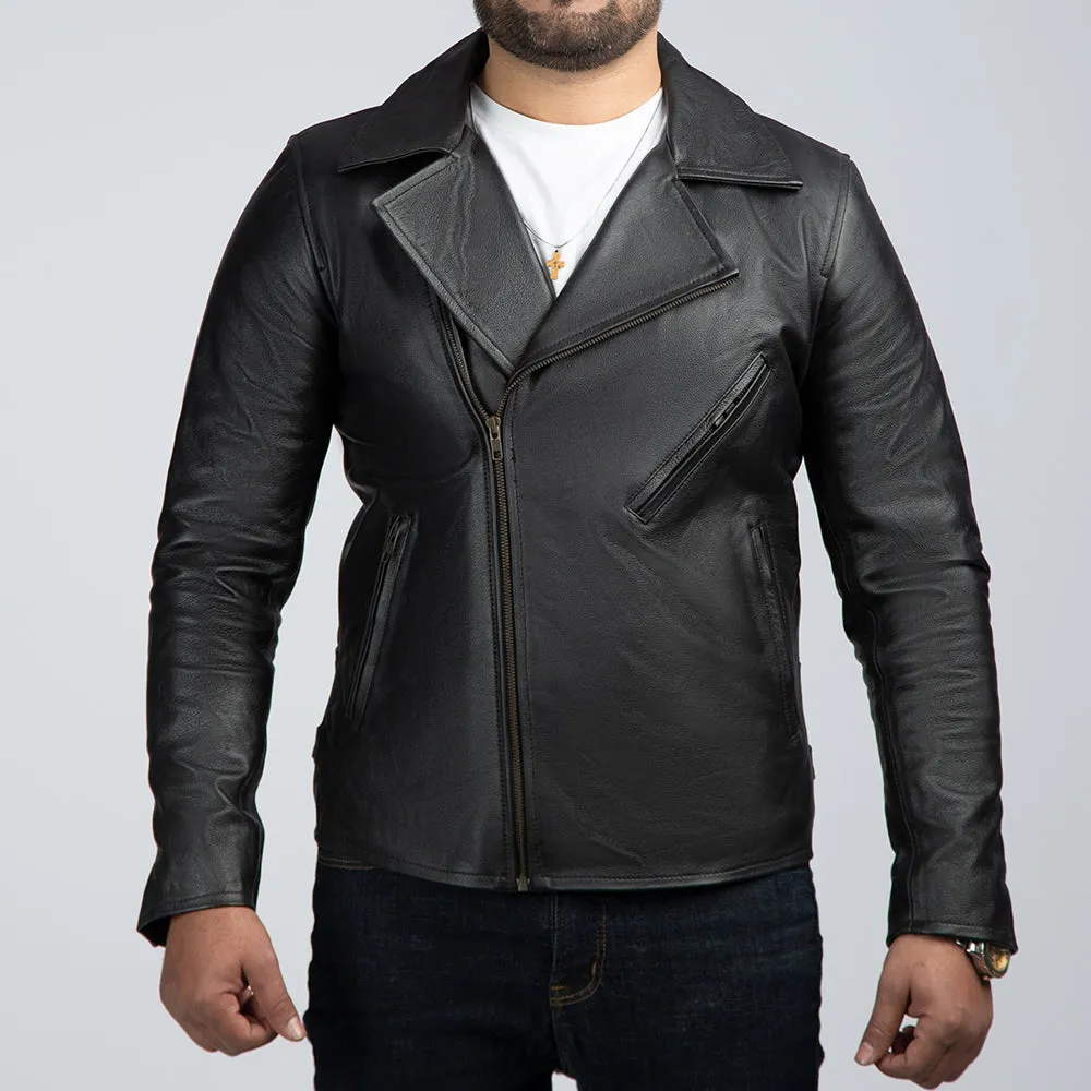 Mild Grain Black Leather Biker Jacket