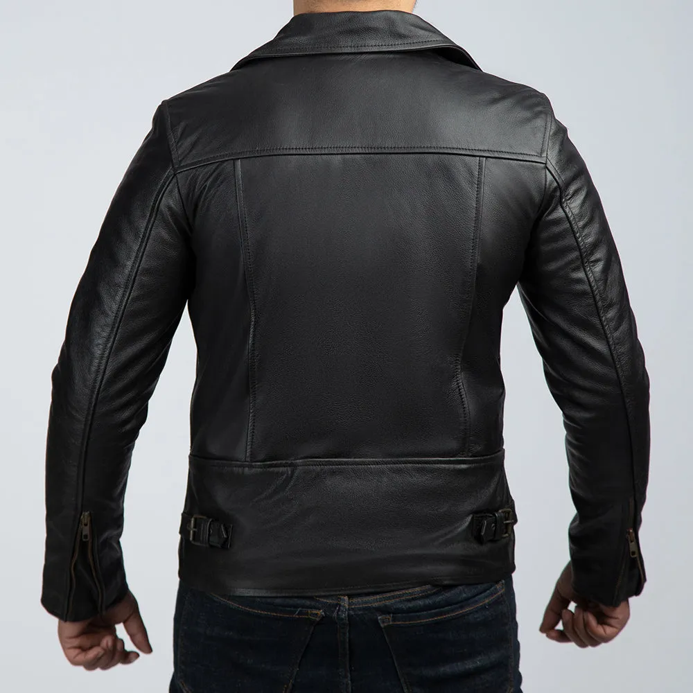 Mild Grain Black Leather Biker Jacket