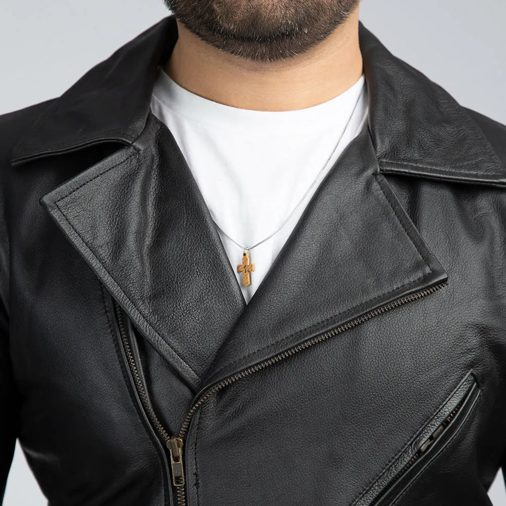 Mild Grain Black Leather Biker Jacket