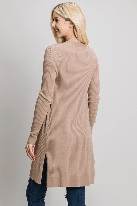 Mocha Ribbed Duster Cardigan