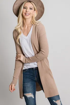 Mocha Ribbed Duster Cardigan