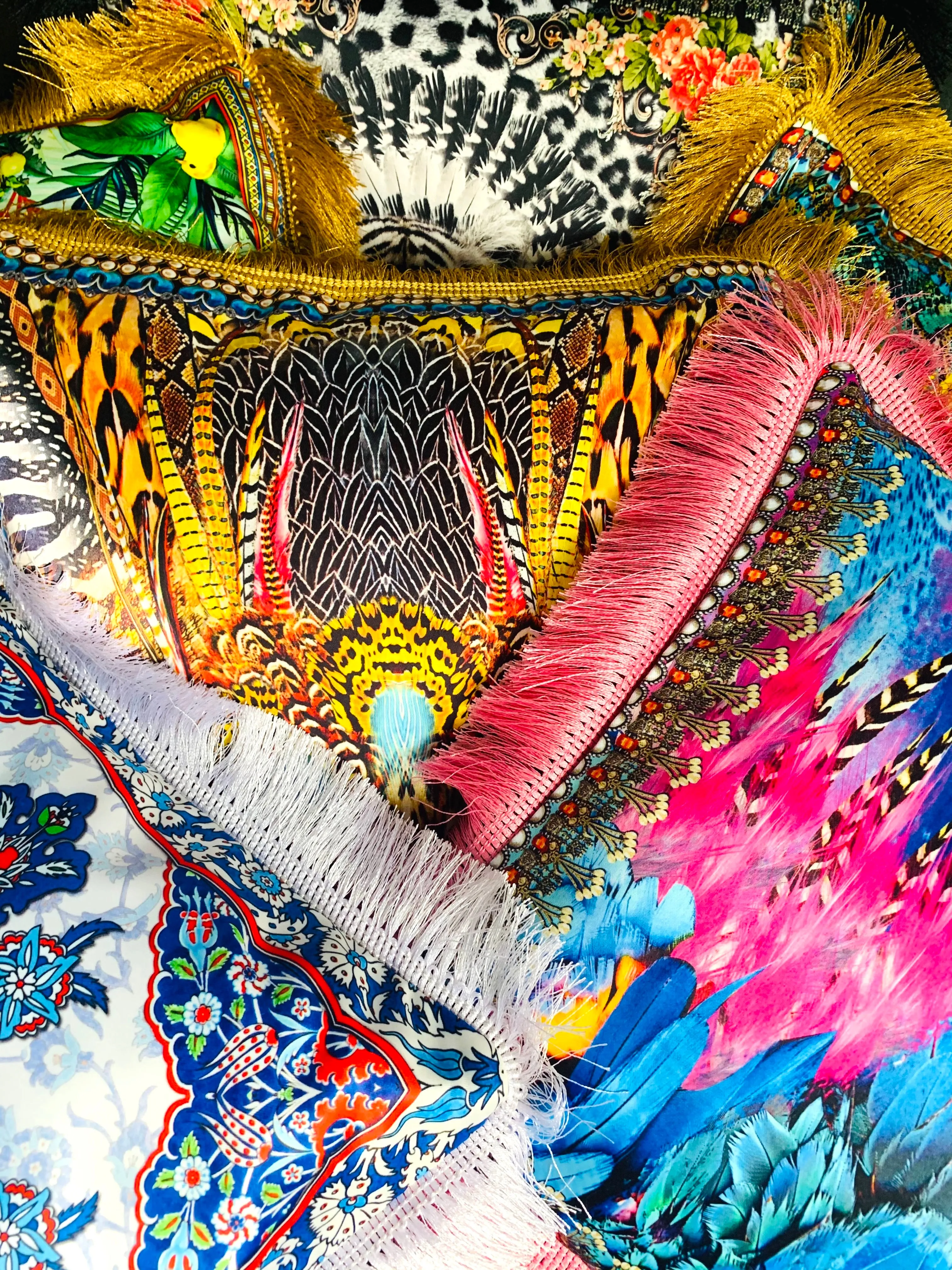 Pink & Blue Feather Play - Pillow