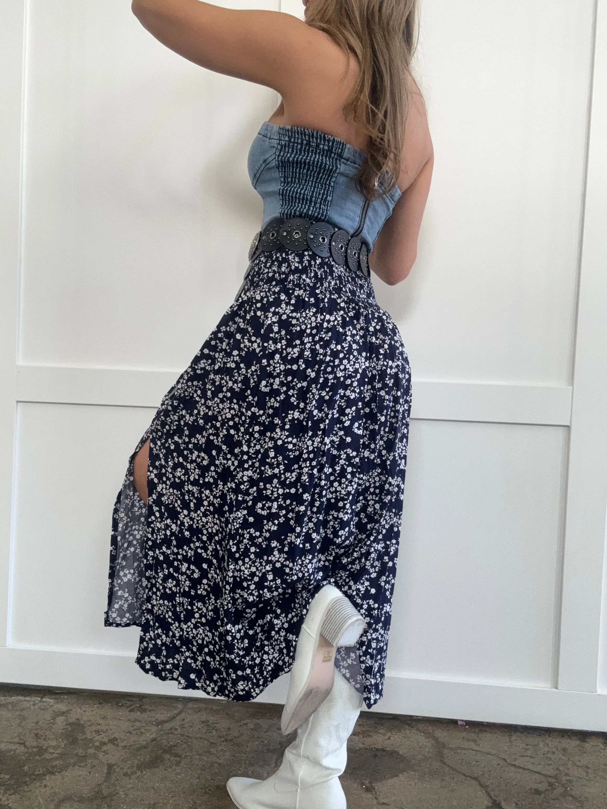 PREORDER: Corinne Floral Side Slit Skirt