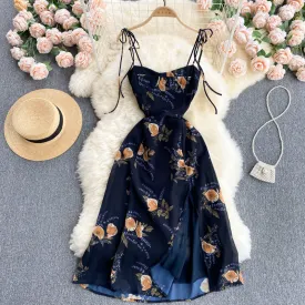 Printed Chiffon Suspender Skirt