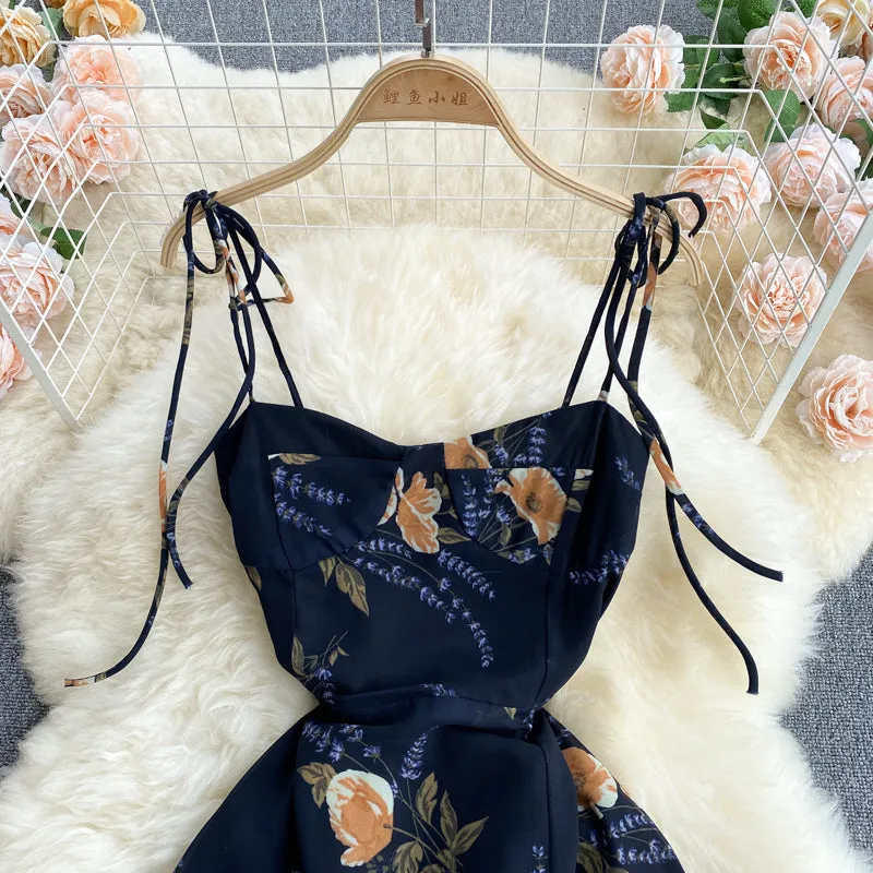 Printed Chiffon Suspender Skirt