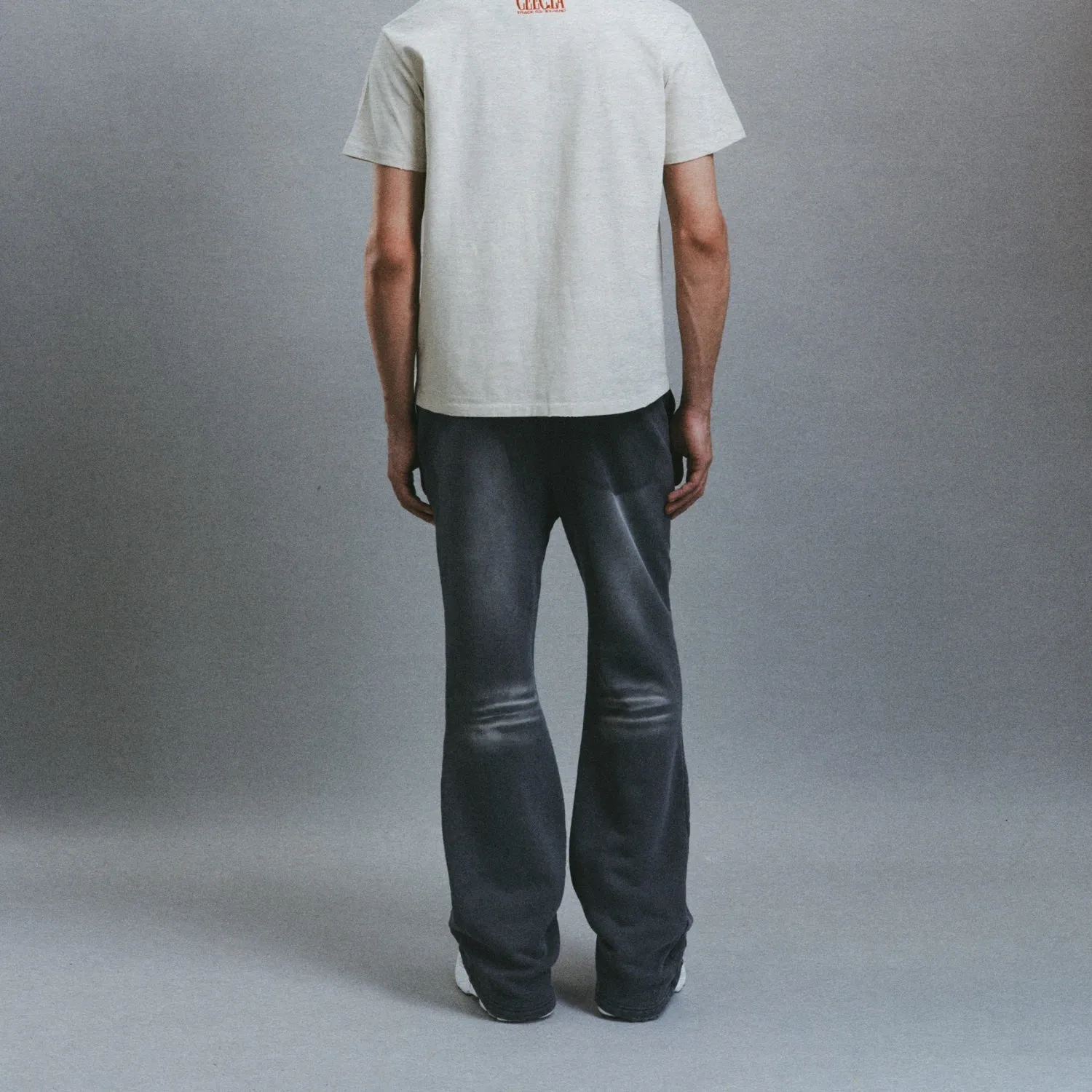 Printed Slogan Flared Jeans In Black