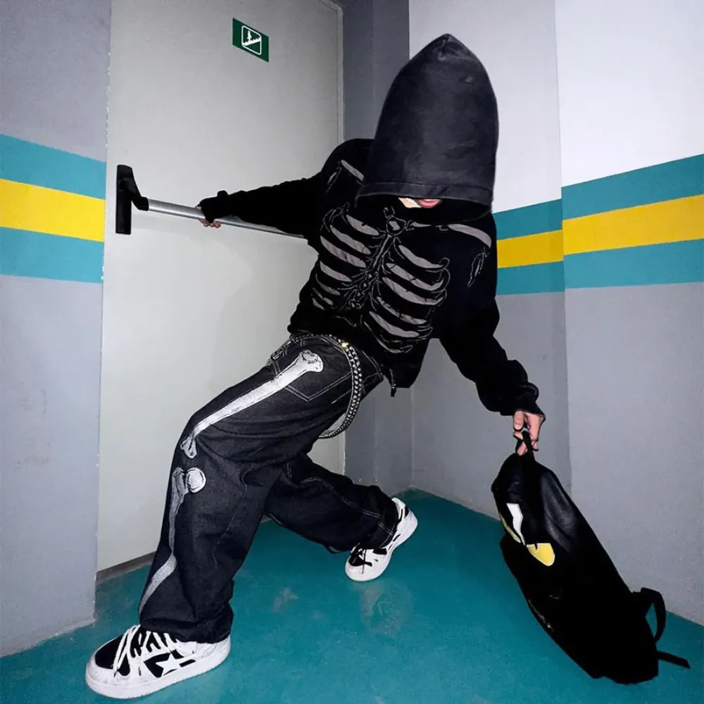 "High Street Skull Washed" Hoodie