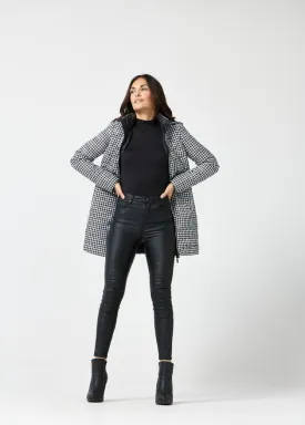 Reversible Black Houndstooth Duck Down Puffer Coat