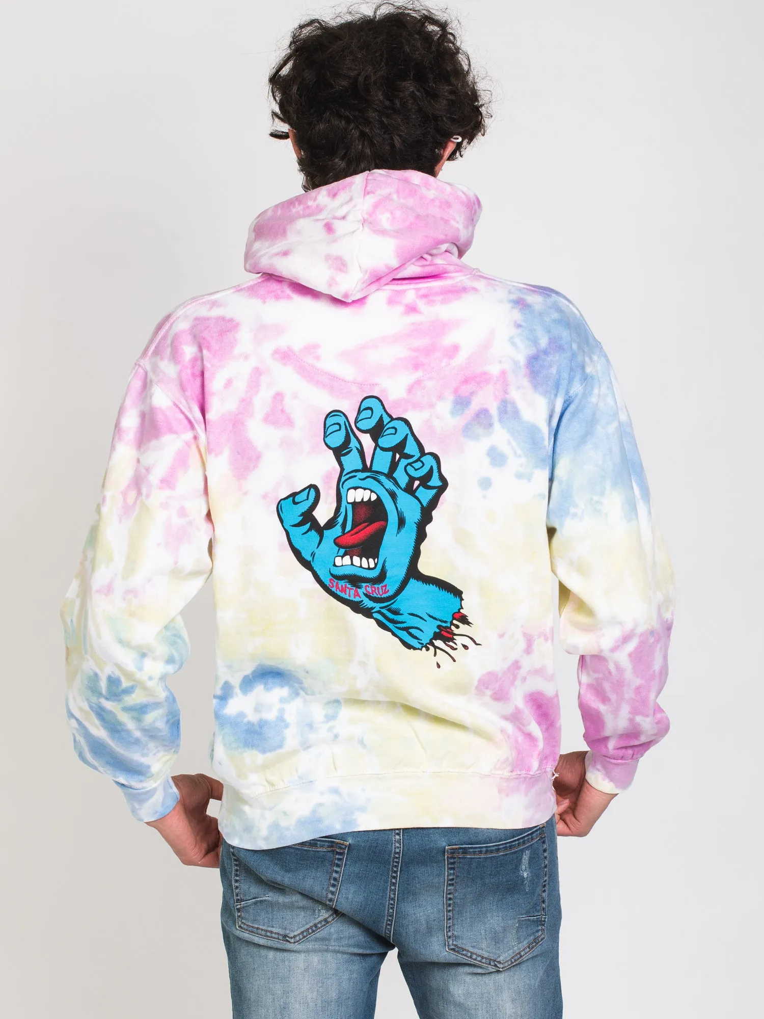 SANTA CRUZ SCREAMING HAND PULLOVER TIE DYE HOODIE - CLEARANCE