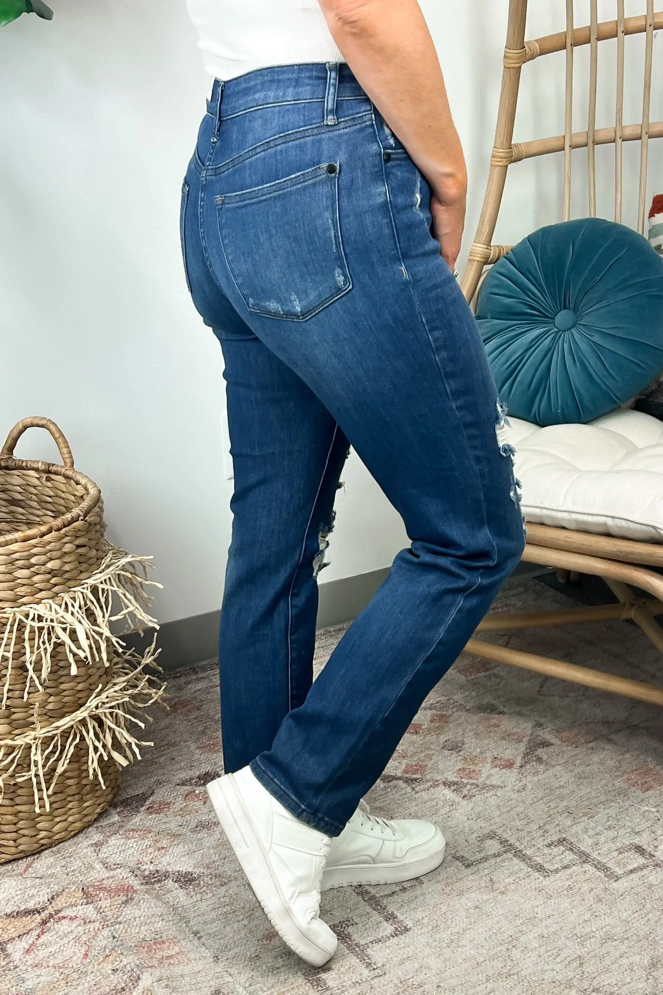 Sarina High Rise Button Fly Distressed Boyfriend Jeans - Judy Blue