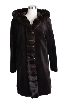 Sheared Mink Reversible Coat w/ Chinchilla Trim