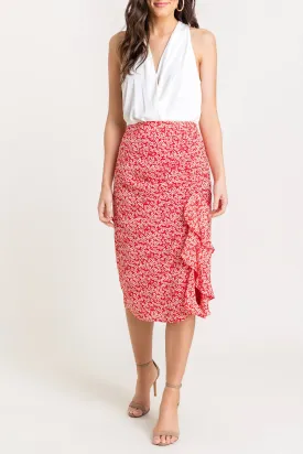 Side Split Floral Ruffle Skirt - RESORT COLLECTION