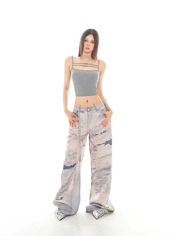 Sleeveless Strappy Crop Top with Lace Detail