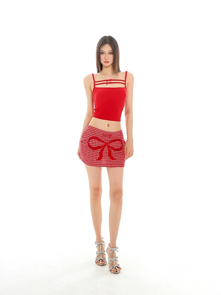Sleeveless Strappy Crop Top with Lace Detail