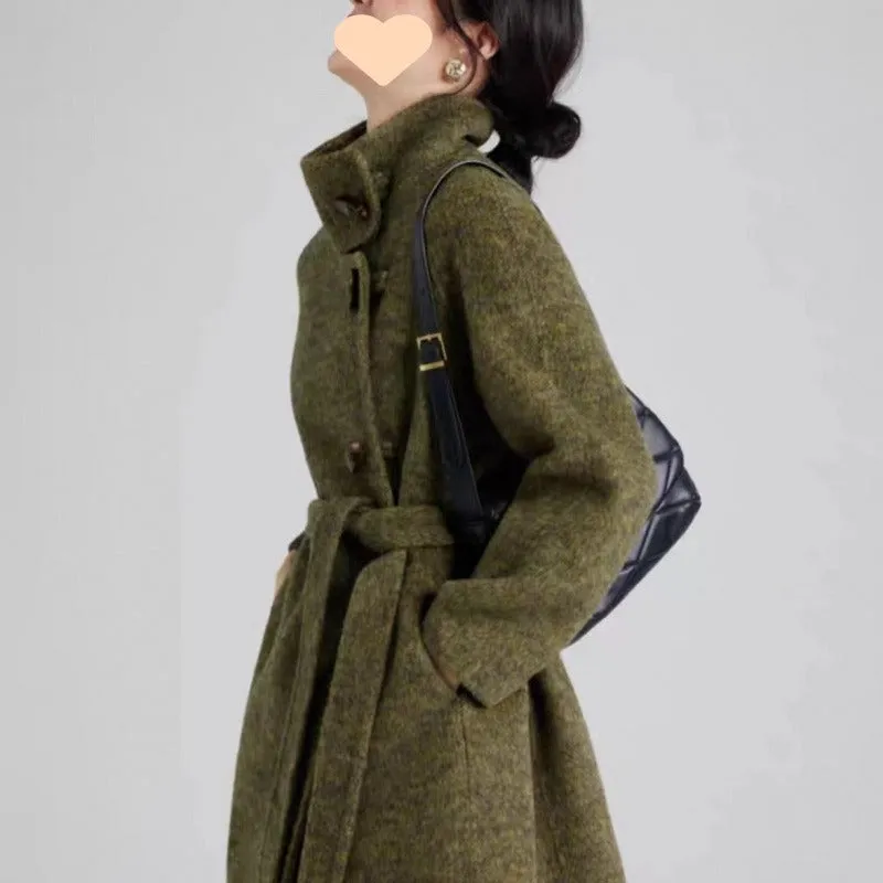 Standard Collar Woolen Overcoat