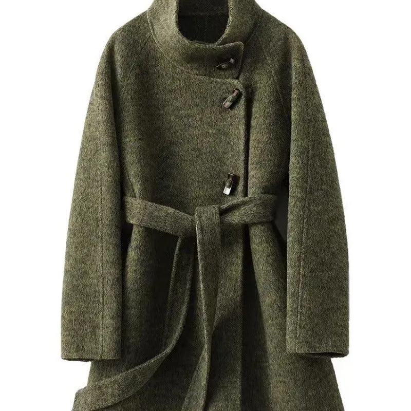 Standard Collar Woolen Overcoat