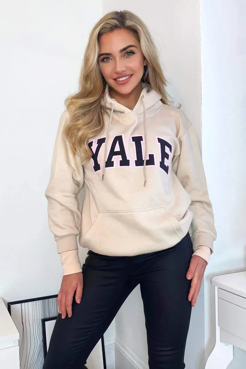 Stone YALE Printed Hoodie