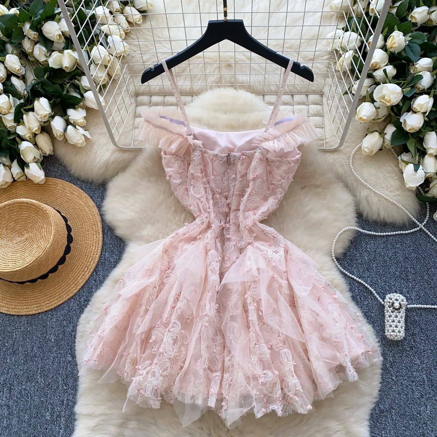 Sweetie Pink Floral Puffy Slip Dress
