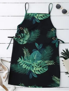 TastyHottie - Trendy Palm Tree Print Lace Up Slip Dress