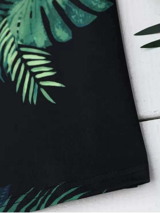 TastyHottie - Trendy Palm Tree Print Lace Up Slip Dress