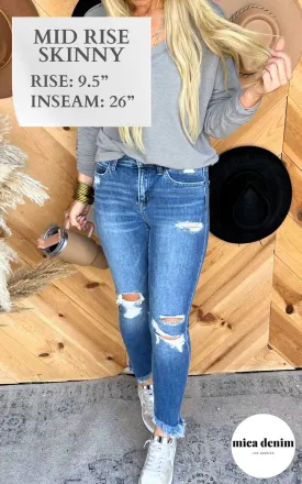 The Shanon Mid Rise Crop Skinny Denim Jeans - Mica *