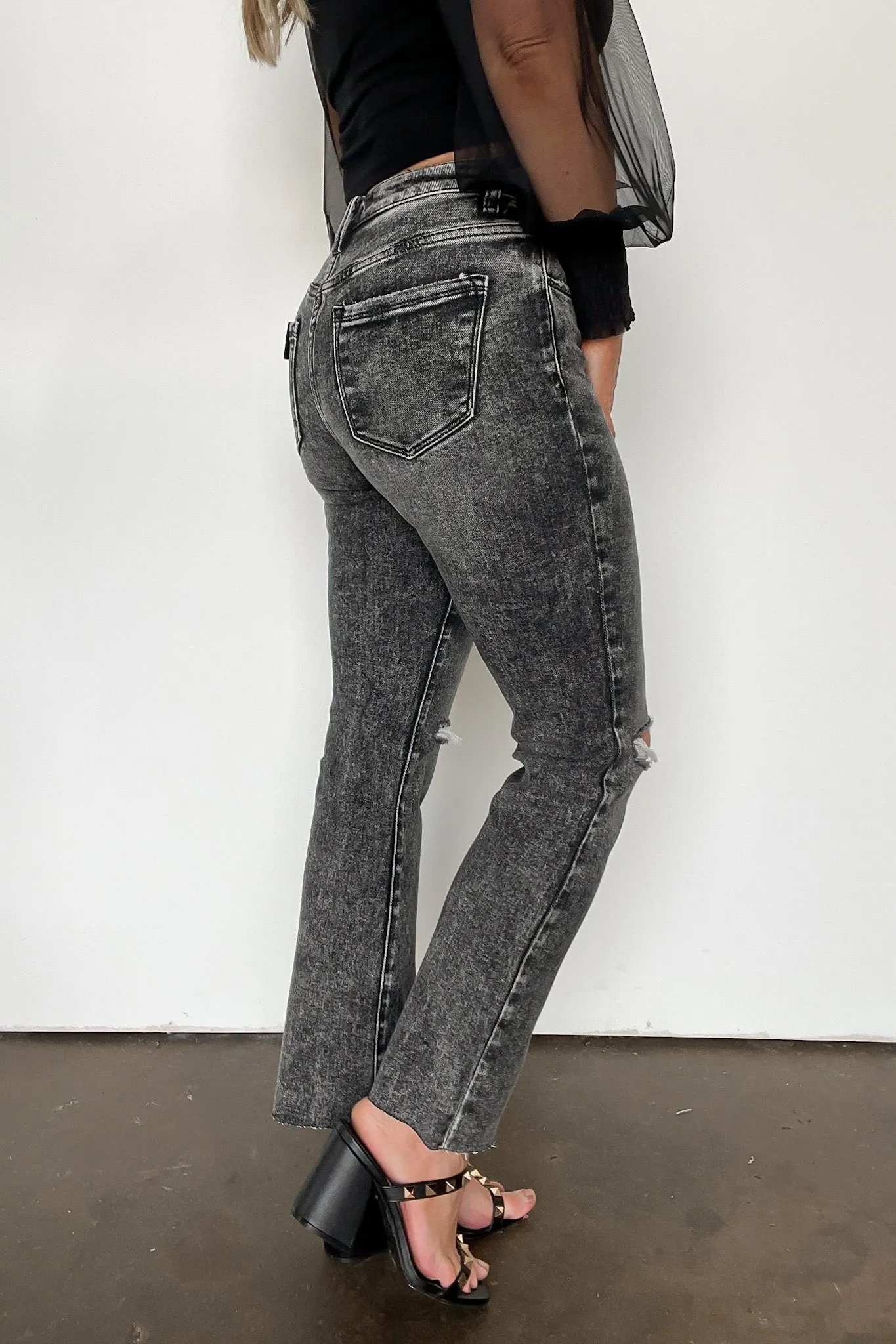 Trisda High Rise Ankle Straight Distressed Jeans - FINAL SALE