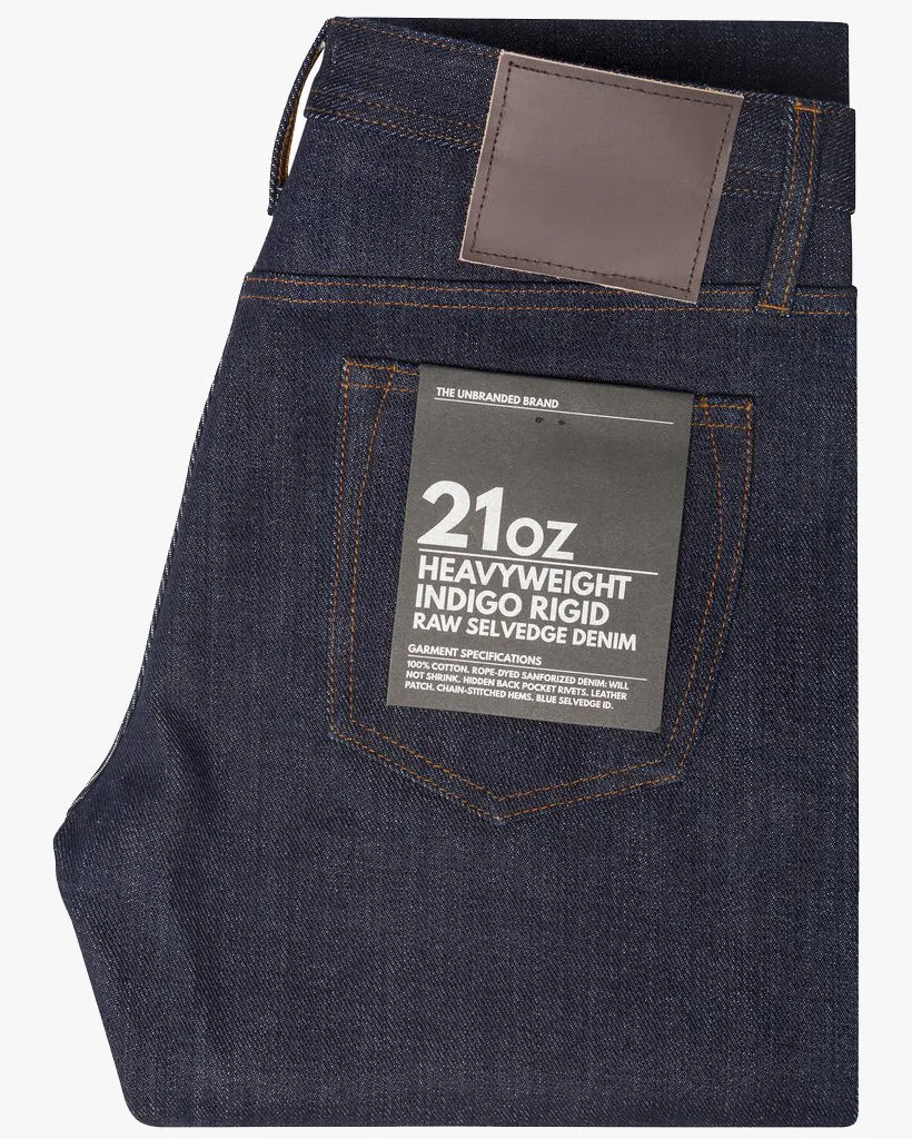 Unbranded UB221 Tapered Fit Mens Jeans - 21oz Indigo Selvedge
