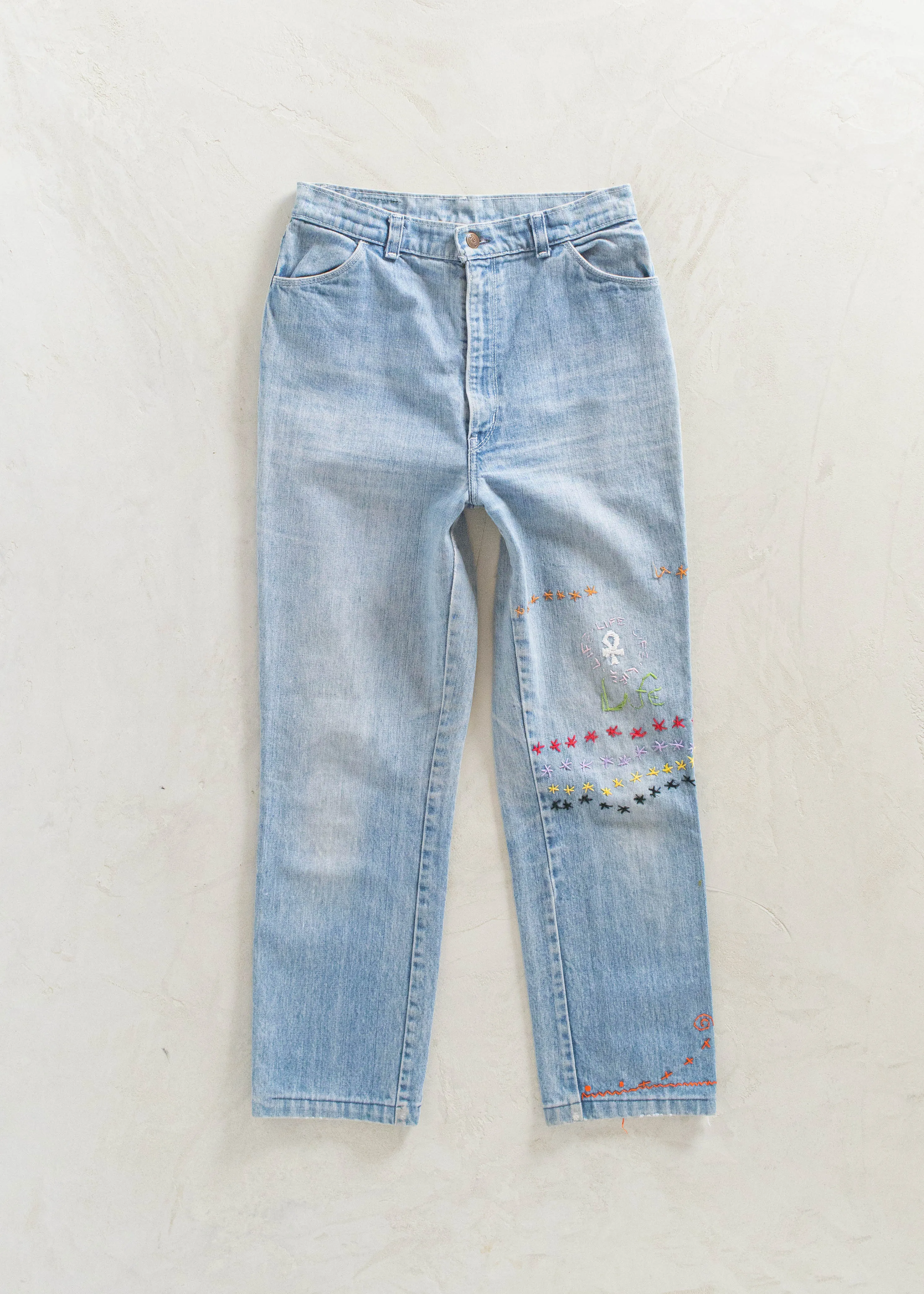Vintage 1970s GWG Lightwash Embroidered Jeans Size Women's 26 / Men's 30