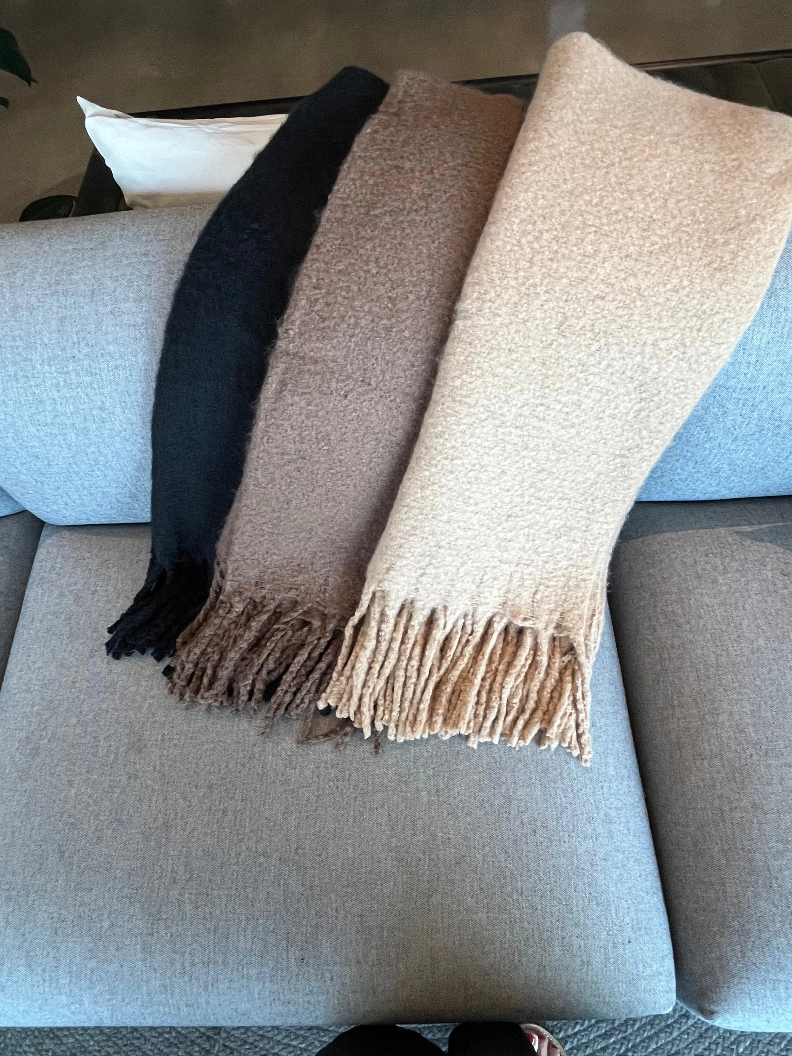 winter fringe wrap * available in black, taupe and champagne