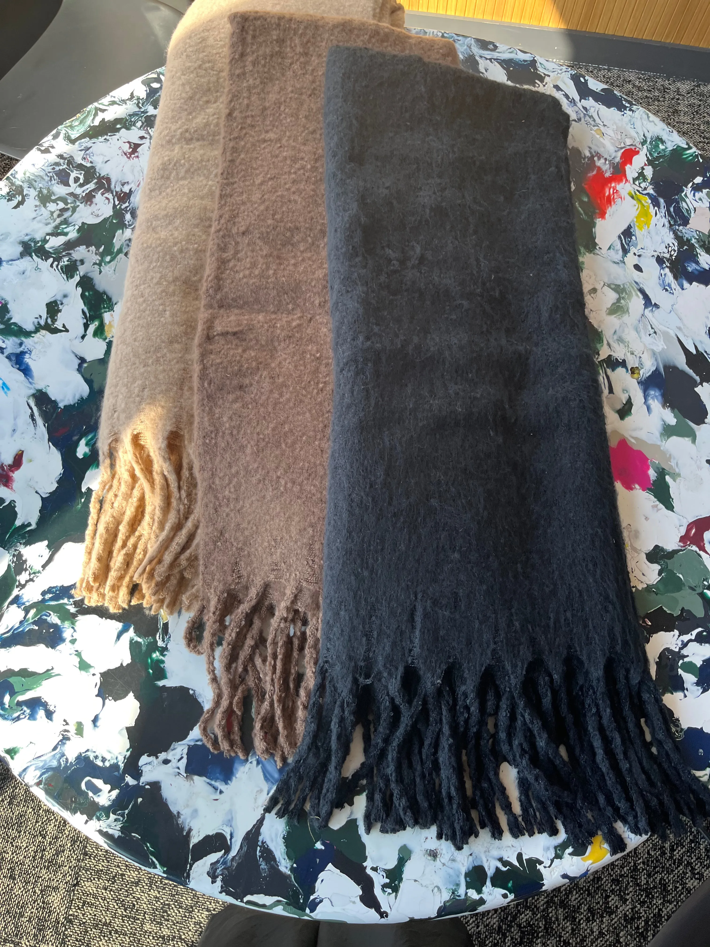 winter fringe wrap * available in black, taupe and champagne
