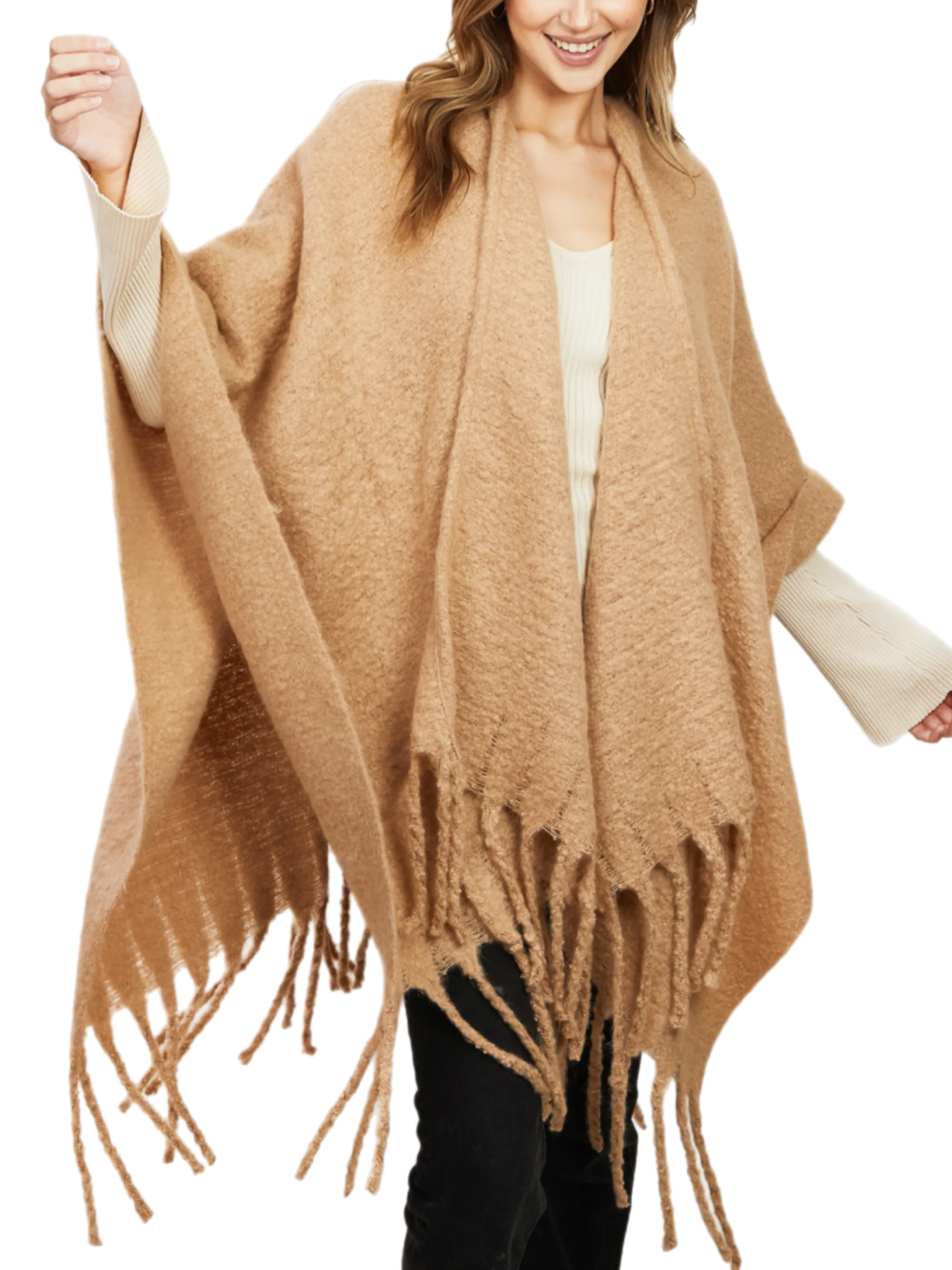 winter fringe wrap * available in black, taupe and champagne
