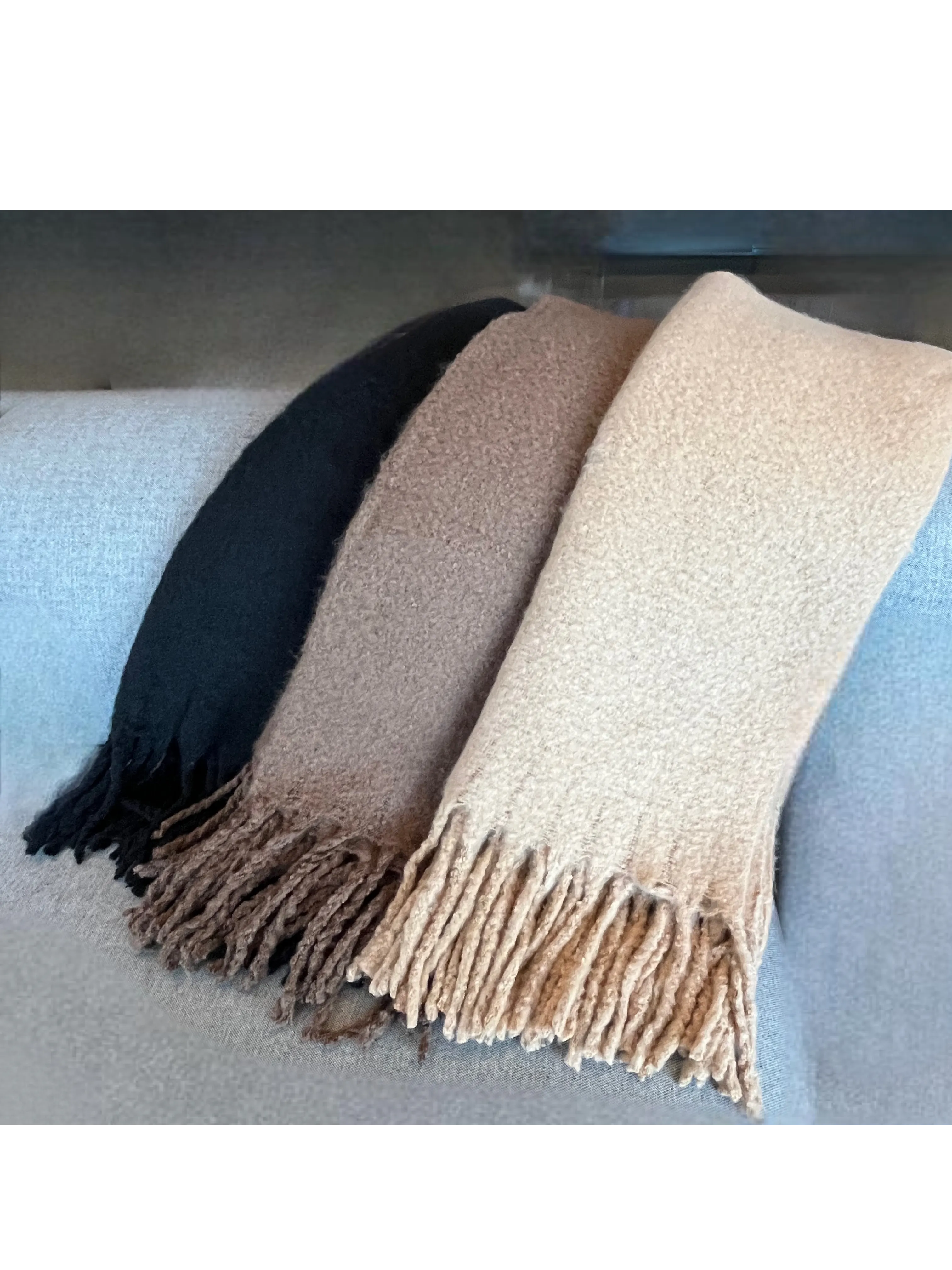 winter fringe wrap * available in black, taupe and champagne